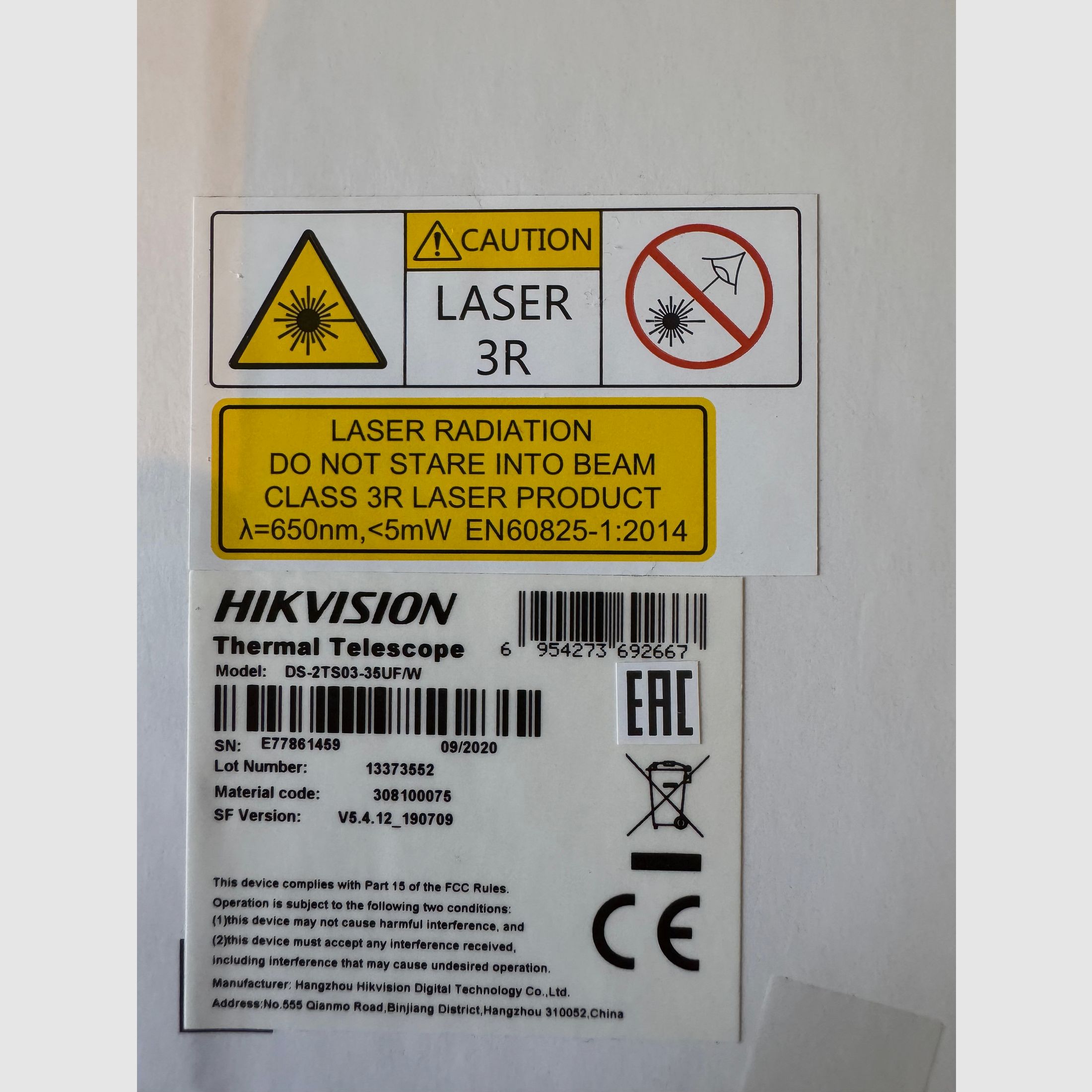 Hikvision OWL DS-2TS03-35UF/W cámara térmica OVP