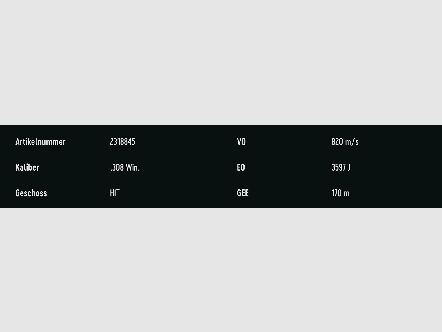 RWS 2318845 Büchsenpatronen .308 Win. HIT 10,7g 165grs. Bleifrei