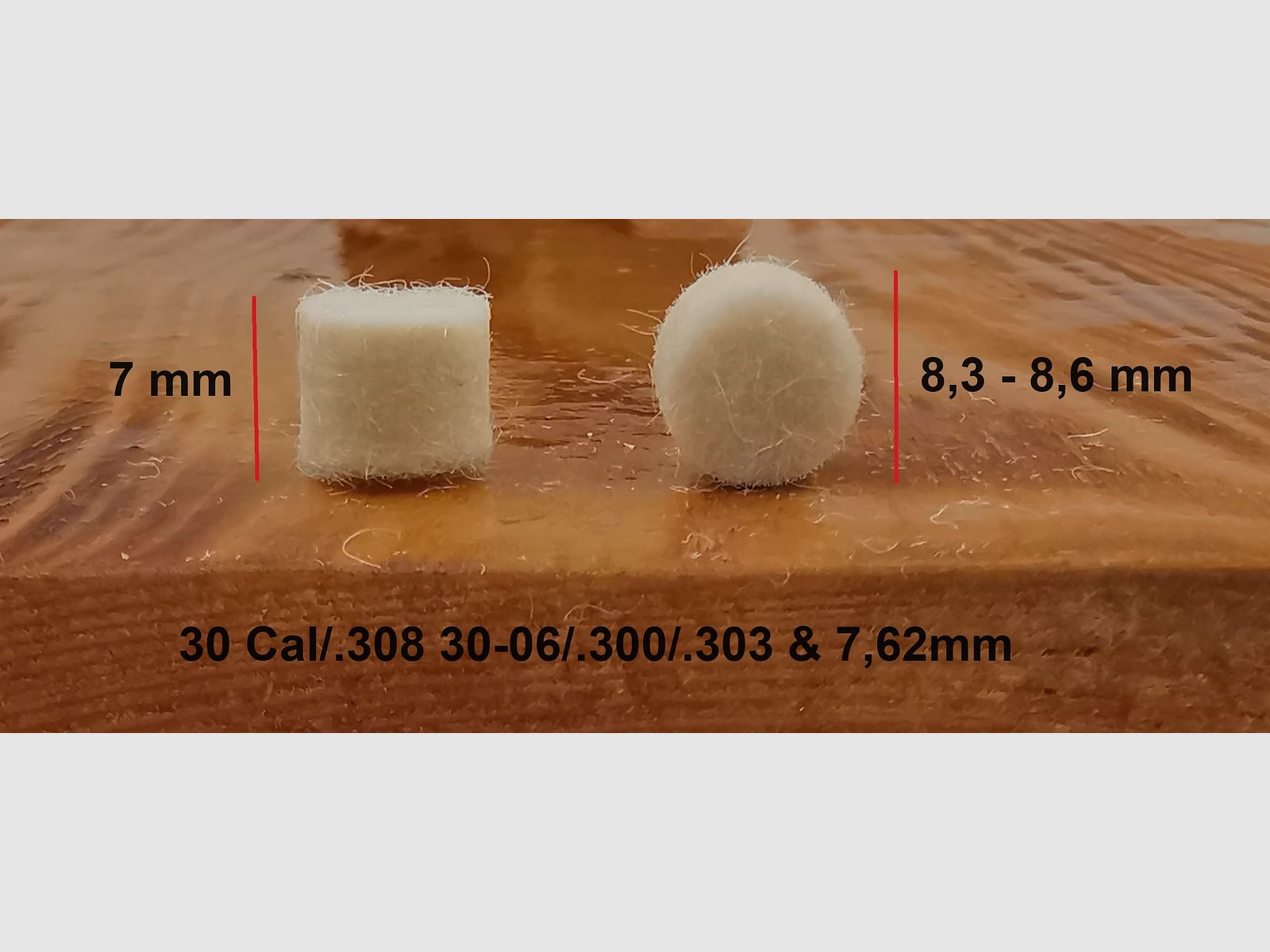 Cleaning felts 100 pieces Felt cleaner Running cleaner Felts wool 9x19 9 mm 308 30-06 .223 22 17HMR 45