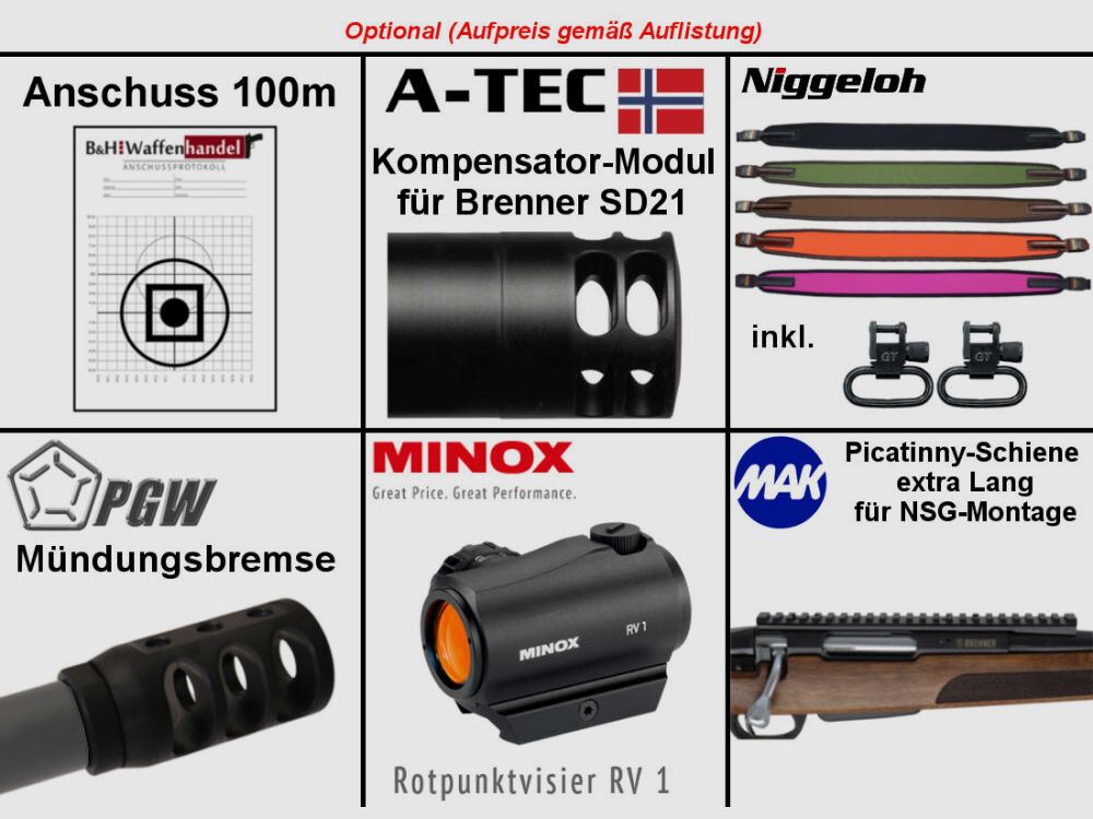 Brenner Komplettpaket: BR20 B&H Prohunter Lochschaft mit Hawke 3-12x56 fertig montiert