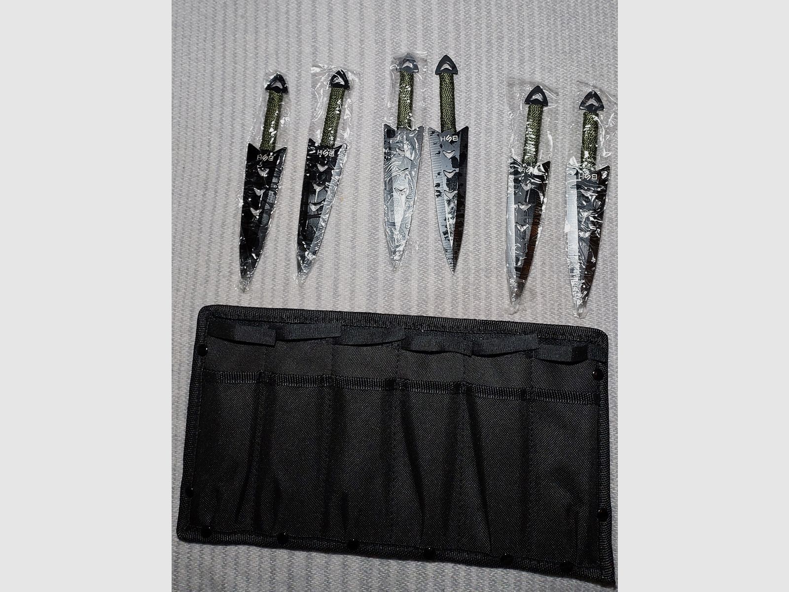 6er Set Wurfmesser – ca. 16,5 cm – mit Spezial-Nylonscheide & Befestigung