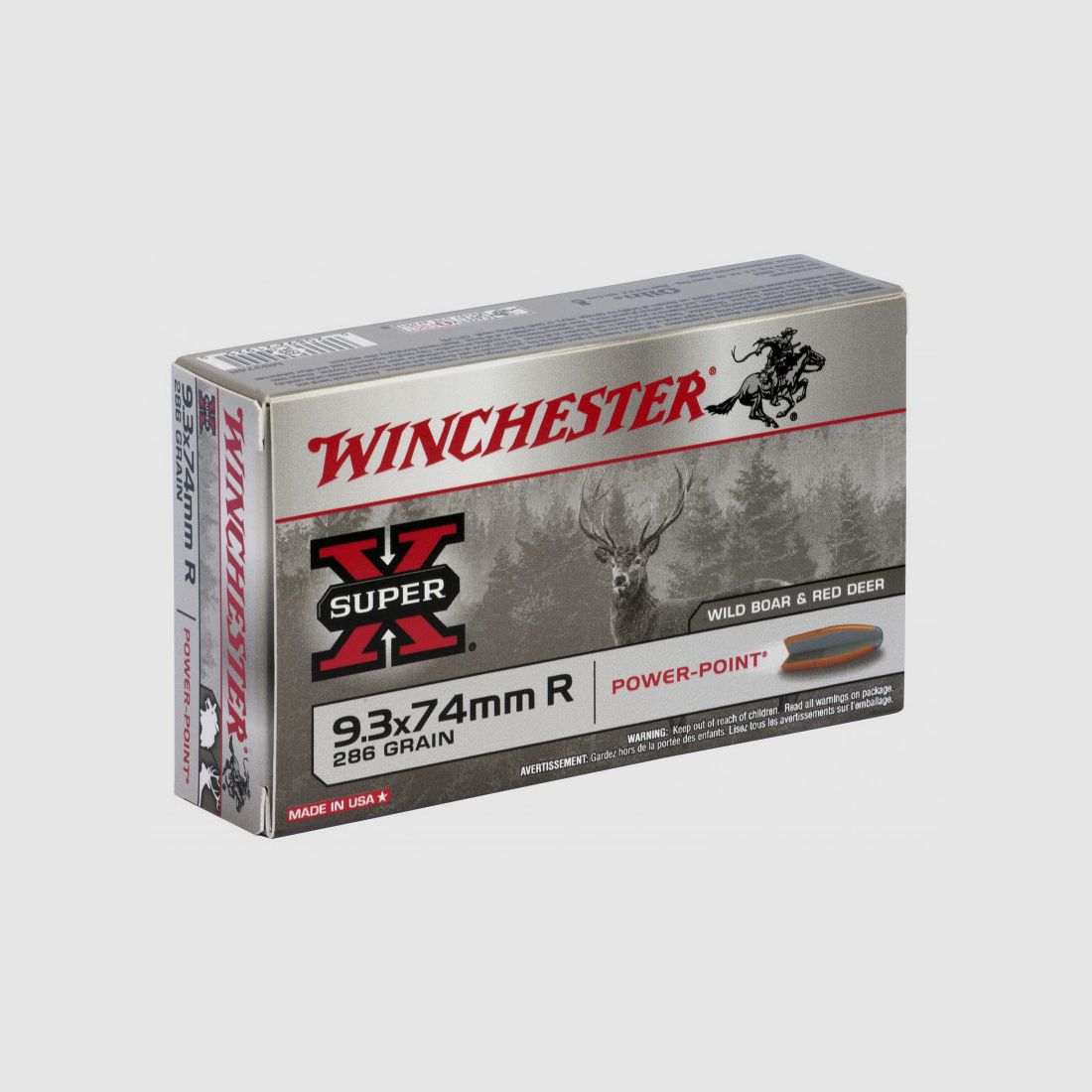 Winchester Super-X 9,3x75 R 286GR Power Point 20 cartouches