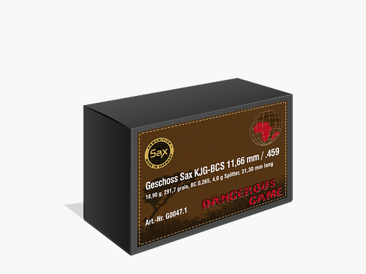 Projektile Sax KJG-BCS 11,66 mm / .458, 18,90 g / 291,66 gr