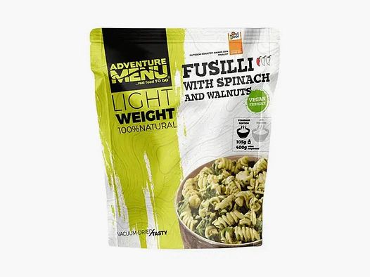 Adventure Menu Lightweight Fusilli with Spinach and Walnuts