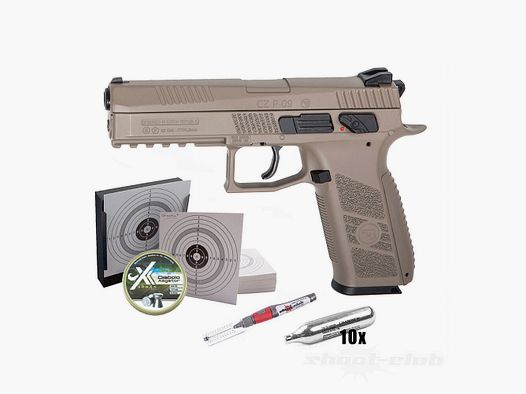 ASG	 CZ P-09 Full FDE Co2 Pistole 4,5mm Diabolo Kugelfang-Set