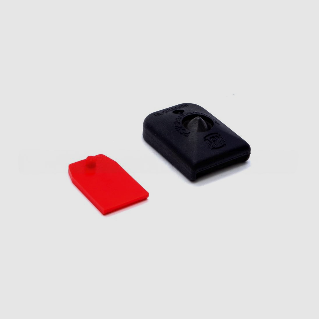 DPM MFPB-GL/1 magazine floor plate with glass switch for GLOCK 9 mm/.40S&W/357Sig black polymer, image 1 of 3