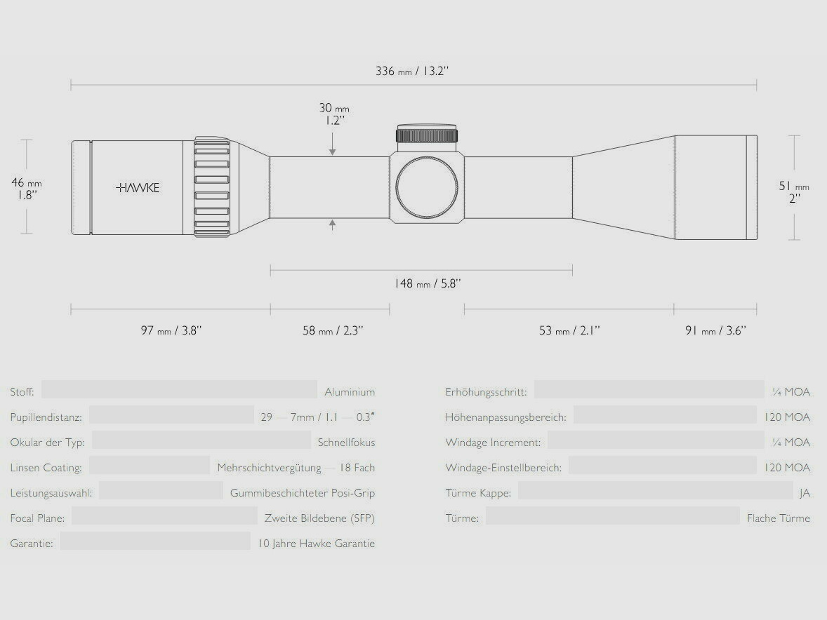 BWare HAWKE 16310 telescopio de mira Endurance 30 WA 1,5-6x44 L4A DOT retícula iluminada V389
