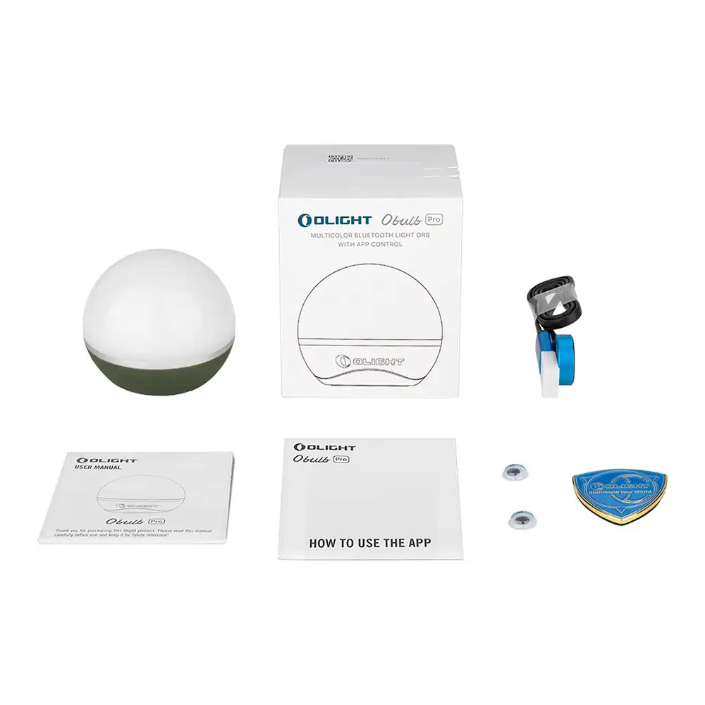 Lumière LED portable avec télécommande Bluetooth Obulb Pro Olight verte, image 17 sur 22