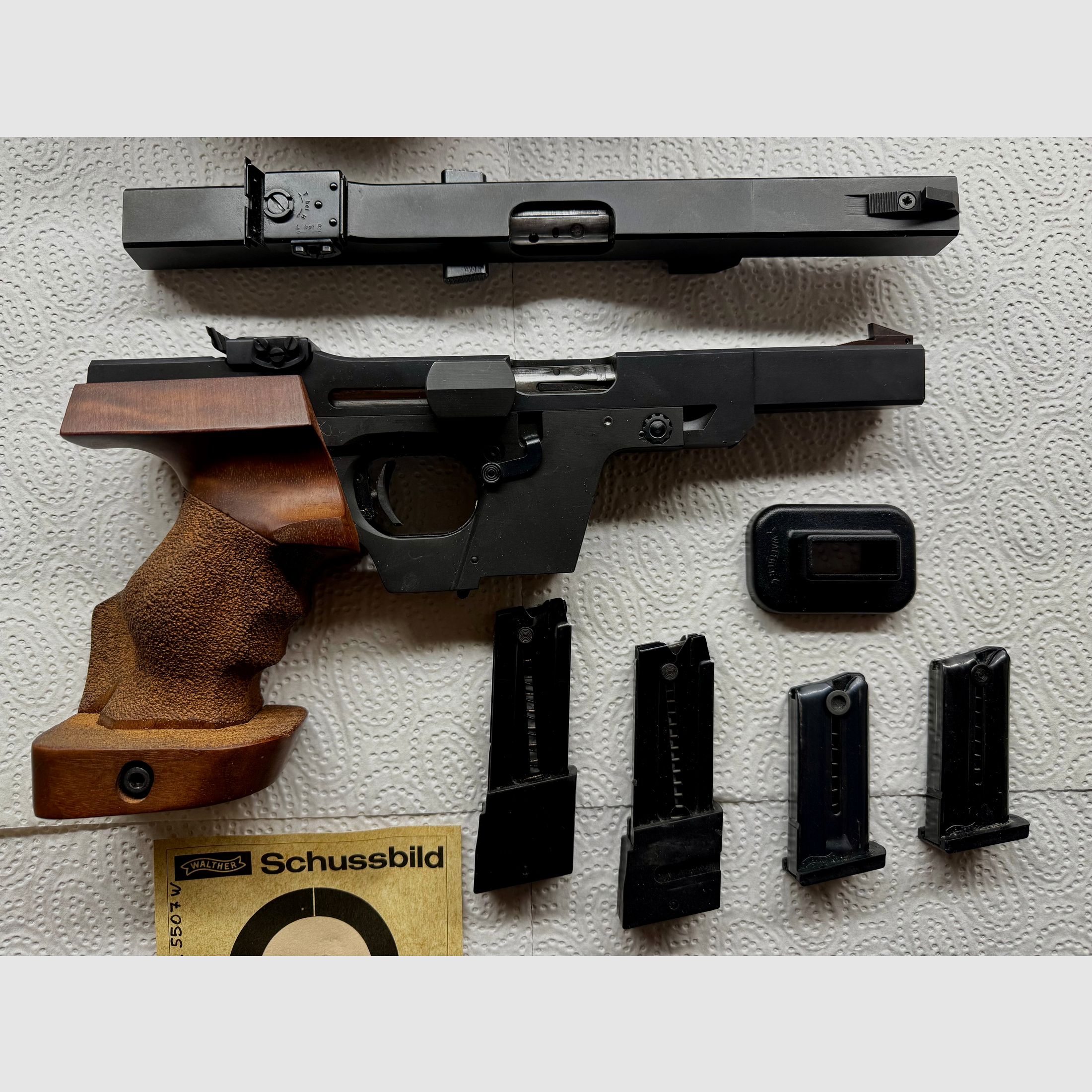 Walther GSP sportpistool, .22 LR + .32 S&W Long WC wisselsysteem