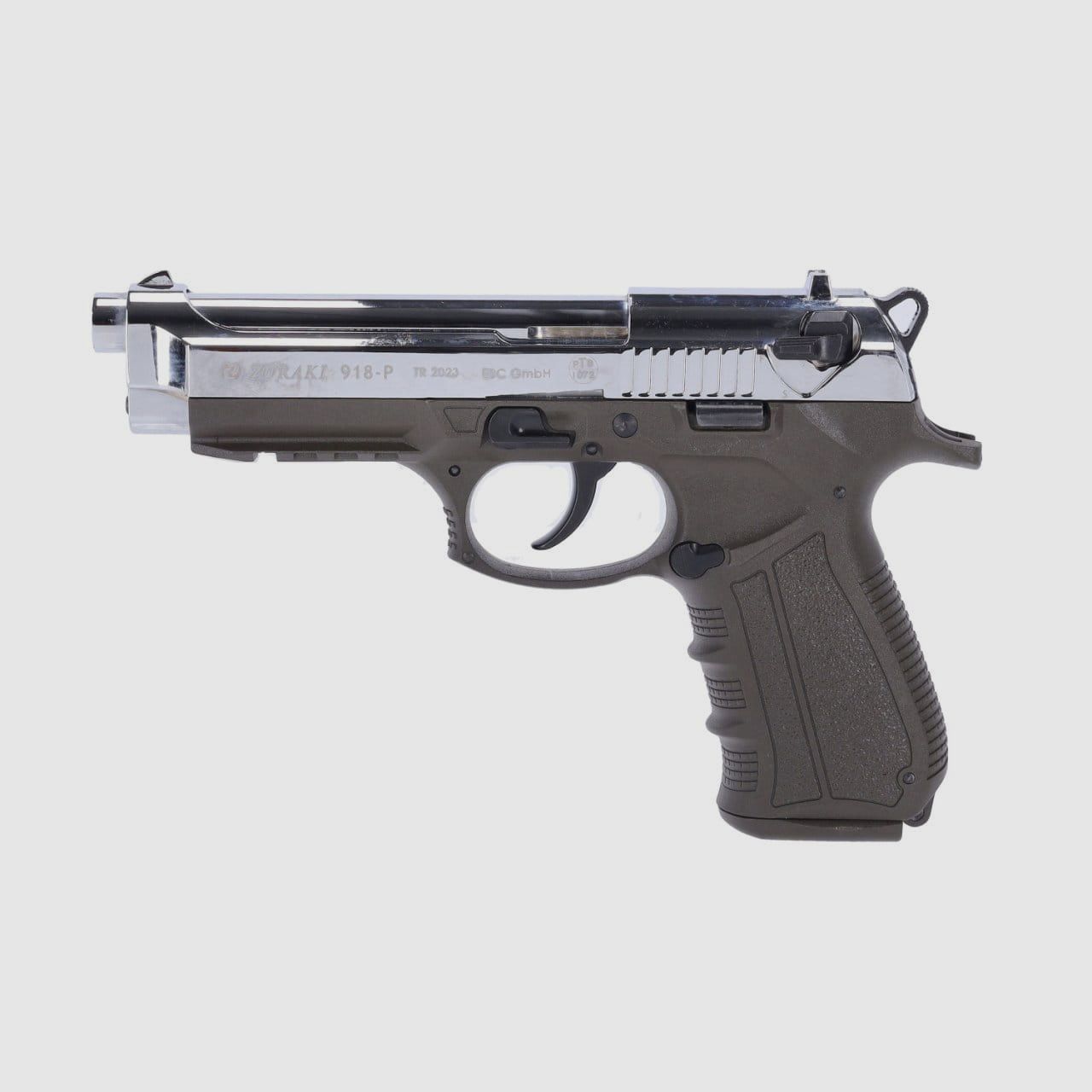 Zoraki 918 ODG blank pistol 9 mm P.A.K. chrome