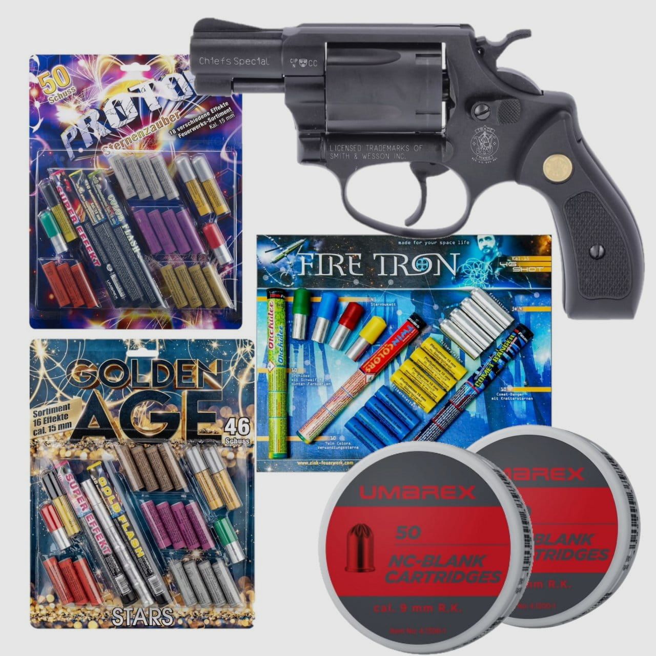 Feuerwerk Revolver Set Smith & Wesson Chiefs Special Schreckschuss