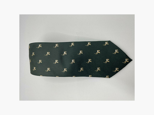 Corbata verde oscuro con motivo de elefante beige