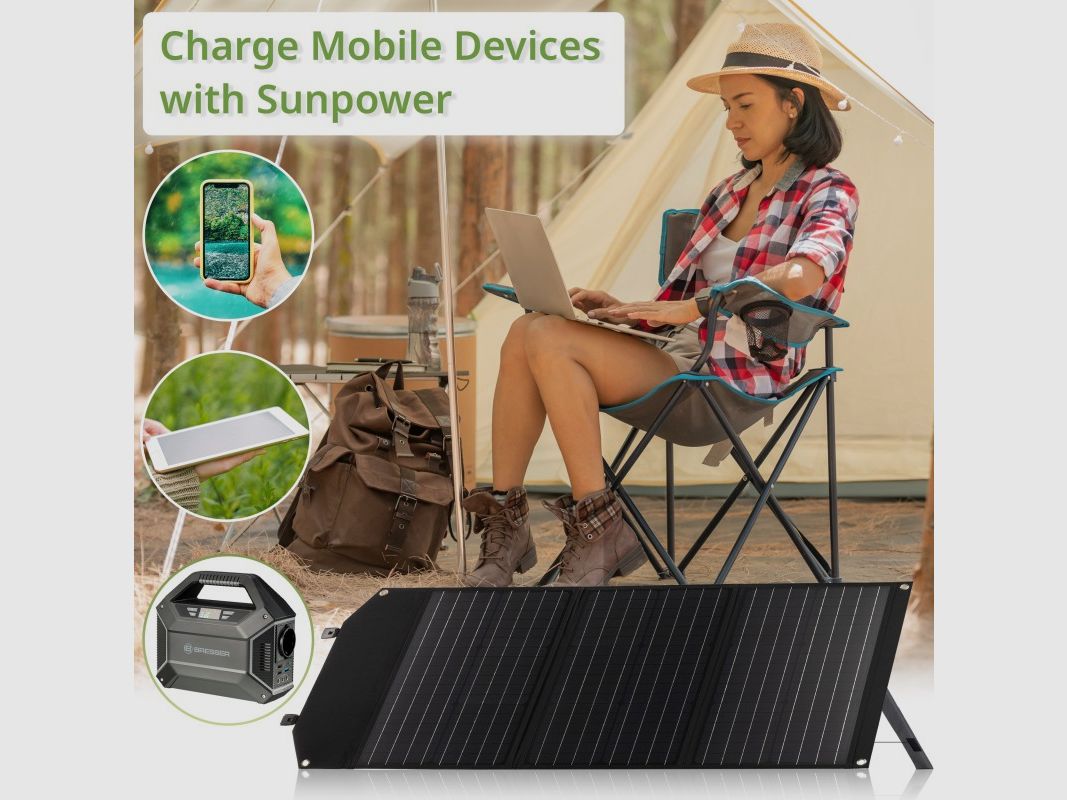 Mobiles Solar-Ladegerät BRESSER mit 60 W und USB- und DC-Ausgang, Bild 2 von 21