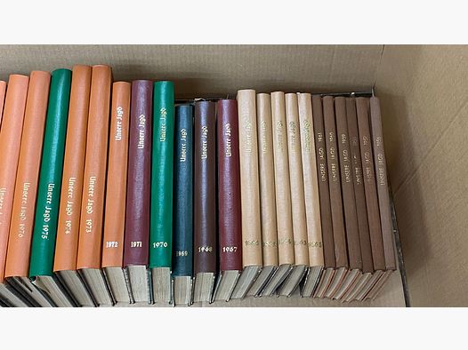 Magazine "Unsere Jagd" from 1956 to 2020, unique collection for enthusiasts, 65 annual editions, 1956 to 2015 bound editions, hunting room hunting books