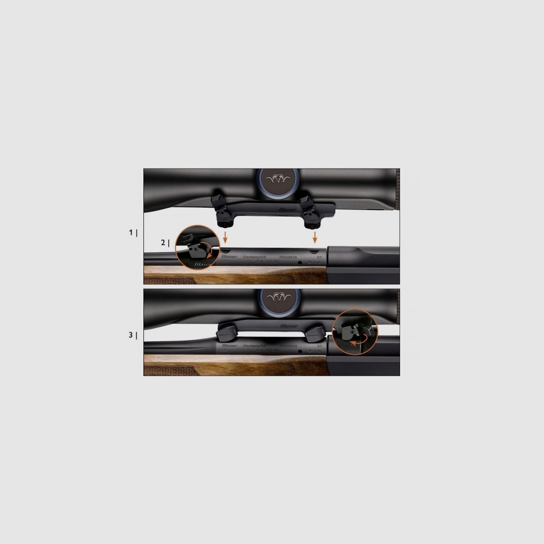 Blaser Sattelmontage Swarovski SR-Schiene u. Kahles mit SR-Schiene
