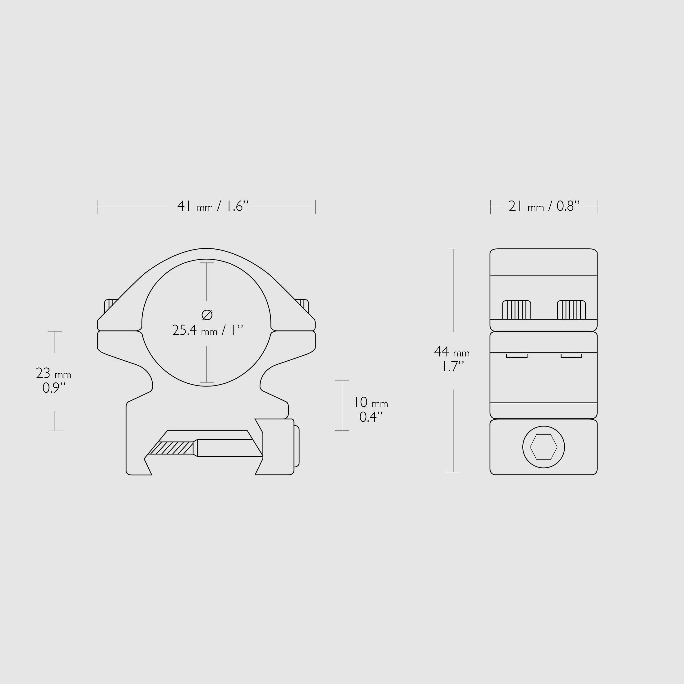 HAWKE 22113 Montaggio anello 25,4mm centrale per guida Weaver supporto per telescopio