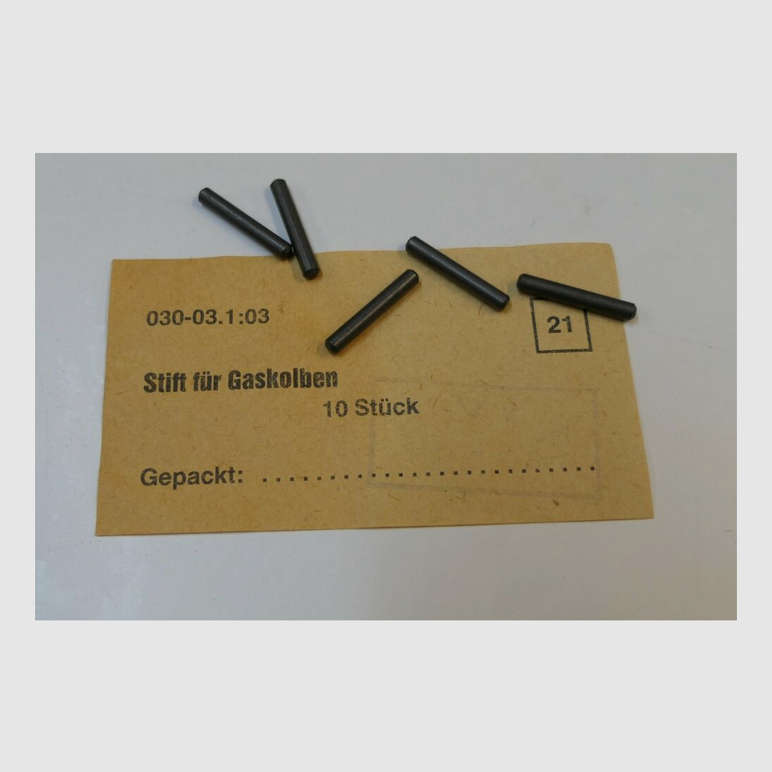 DDR VEB Devices & Tool Construction Wiesa original DDR NVA AK 47 safety pin for gas piston [21] unused, new for AK47, 7.62x39