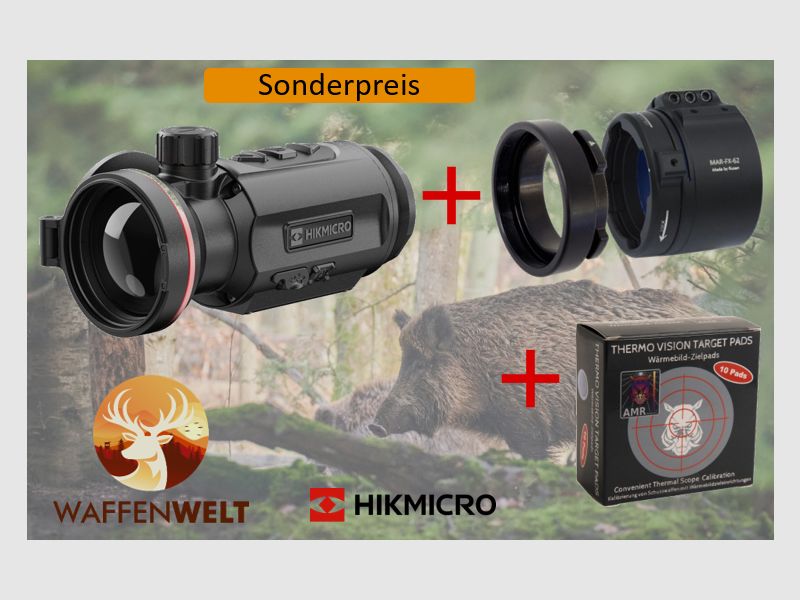 Hikmicro Thunder TQ50C 3.0 im Komplett-Set mit Rusan MAR Adapter & Wärmebild-Zielpads