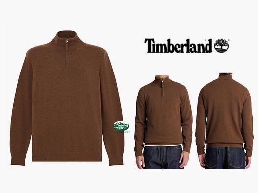 TIMBERLAND Maglia Cohas Brook mezza zip in Lana Merino colore marrone