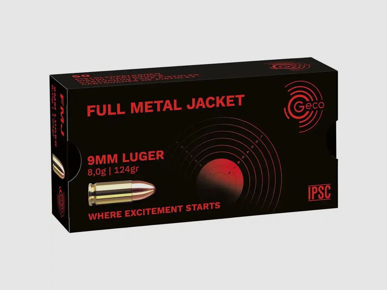 GECO 9mm Luger FULL Metal Jacket 8.0g 124gr