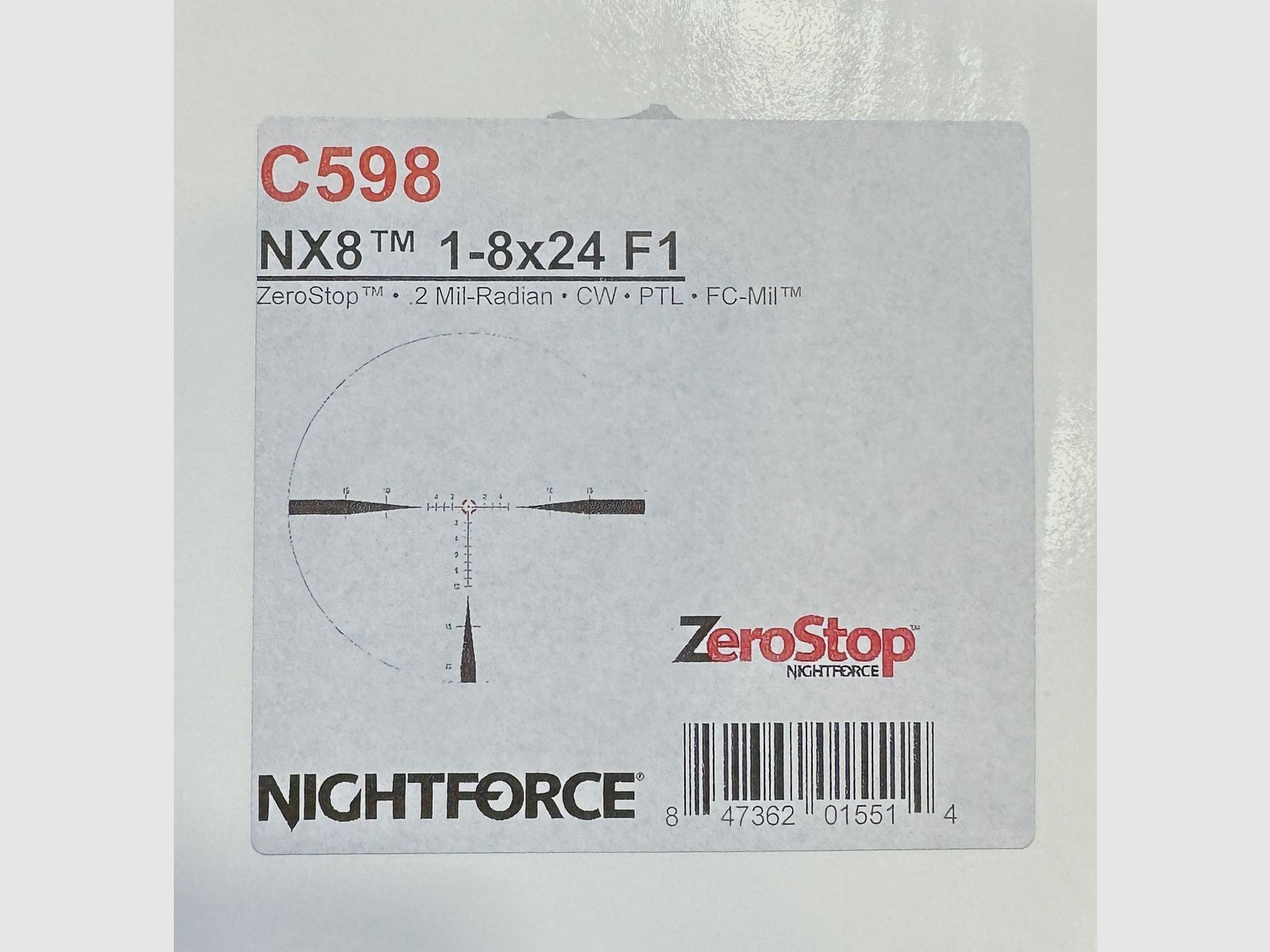 NIGHTFORCE NX8 1-8X24 MILRADIAN, afbeelding 2 van 5