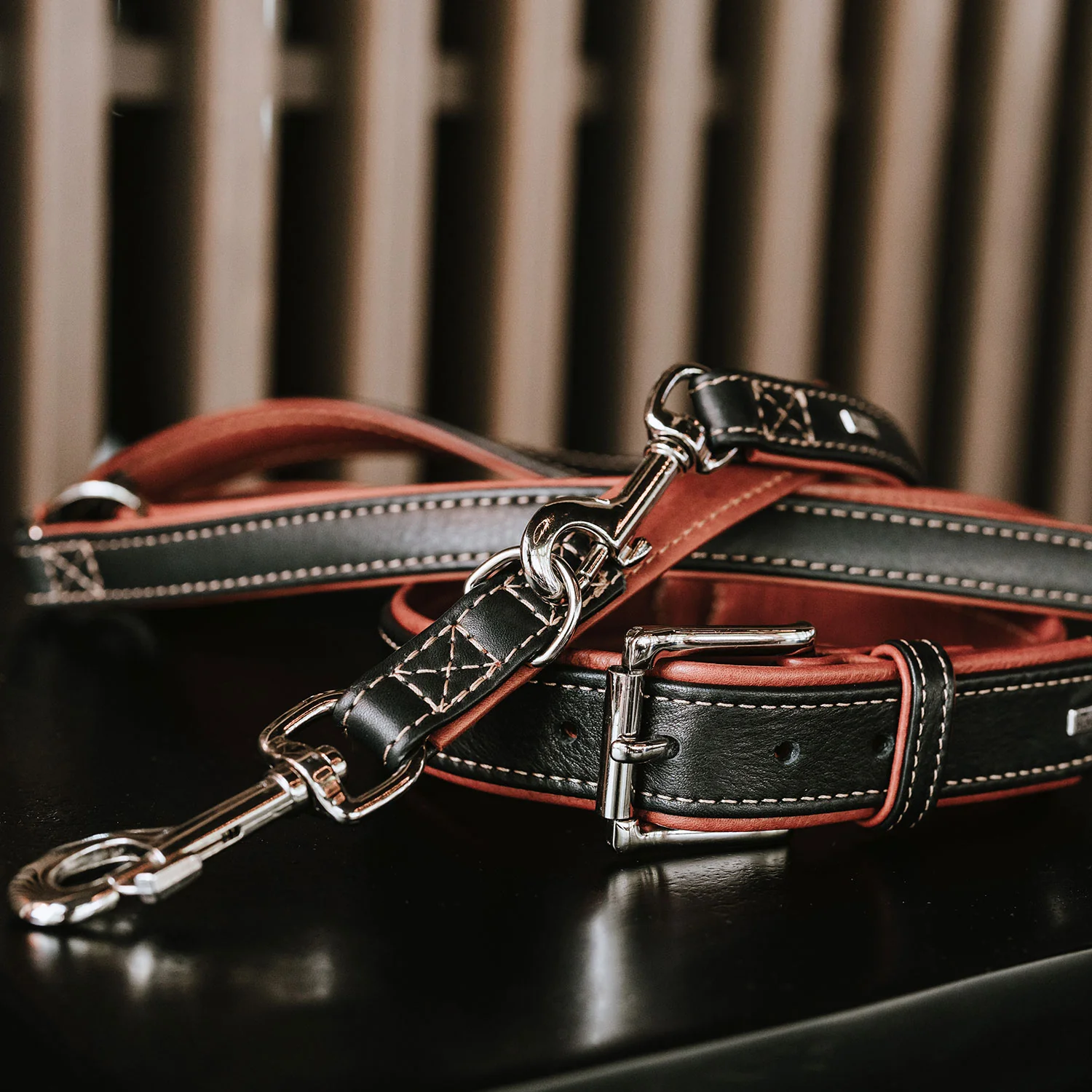 Hunter Verstelbare Leash Canadian Up in Zwart/Cognac, afbeelding 5 van 5