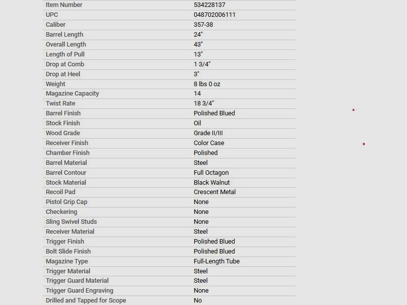 Winchester 1873 Sporter Octagon Pistol Grip Color Case Hardened (MIROKU FABRICATION) En Stock