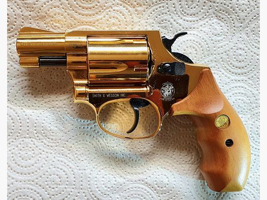 S&W  PTB Gas-Revolver   "Chiefs Special"   ORO, empuñadura de madera + funda