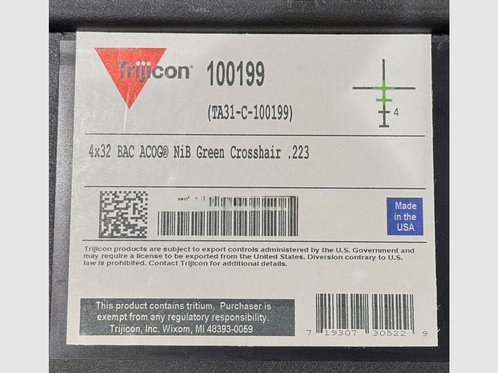Trijicon ACOG 4X32 NIB GROEN KRUISHAAR, afbeelding 2 van 3