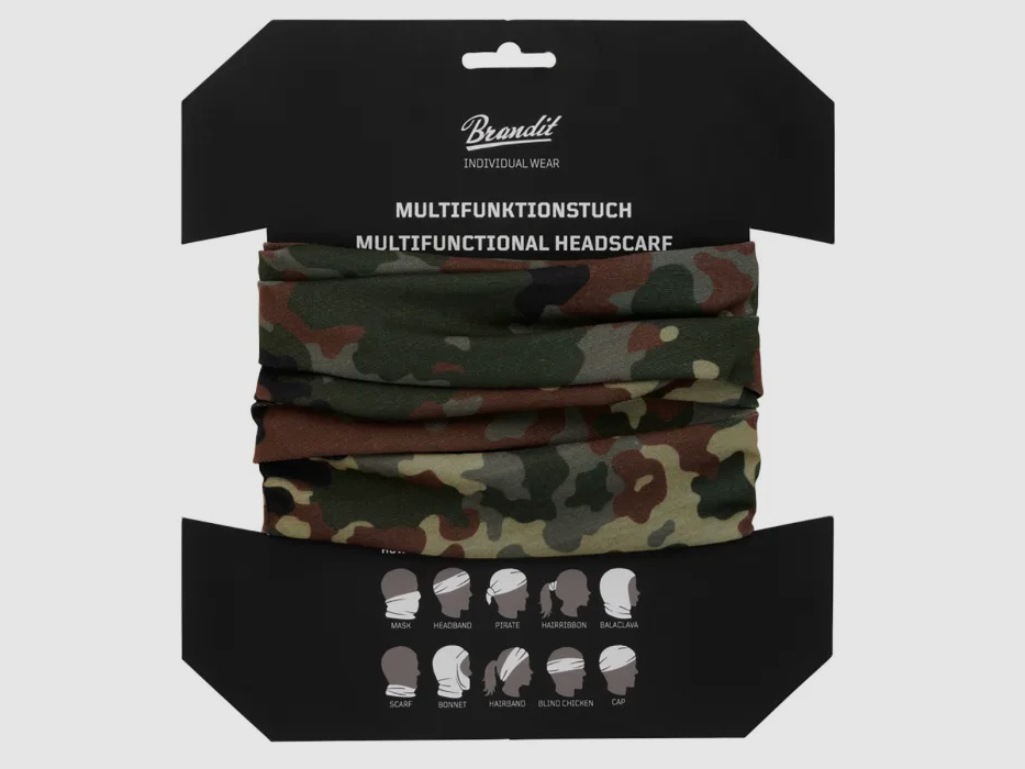 Multifunktionstuch (Schlauchschal) für Kopf, Gesicht, Hals - Einheitsgröße - BW Flecktarn