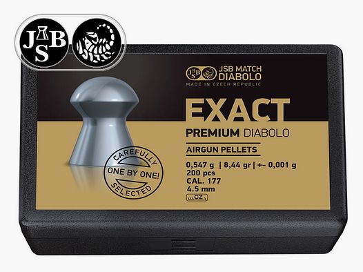 200 StĂĽck Rundkopf Diabolo JSB EXACT PREMIUM, Kal. 4,52 mm, 0,547g