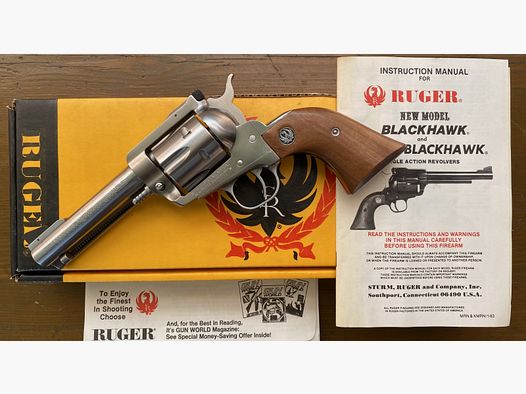 Ruger New Model Blackhawk 5"-Lauf stainless .357Mag .357 mit original Box und Papieren