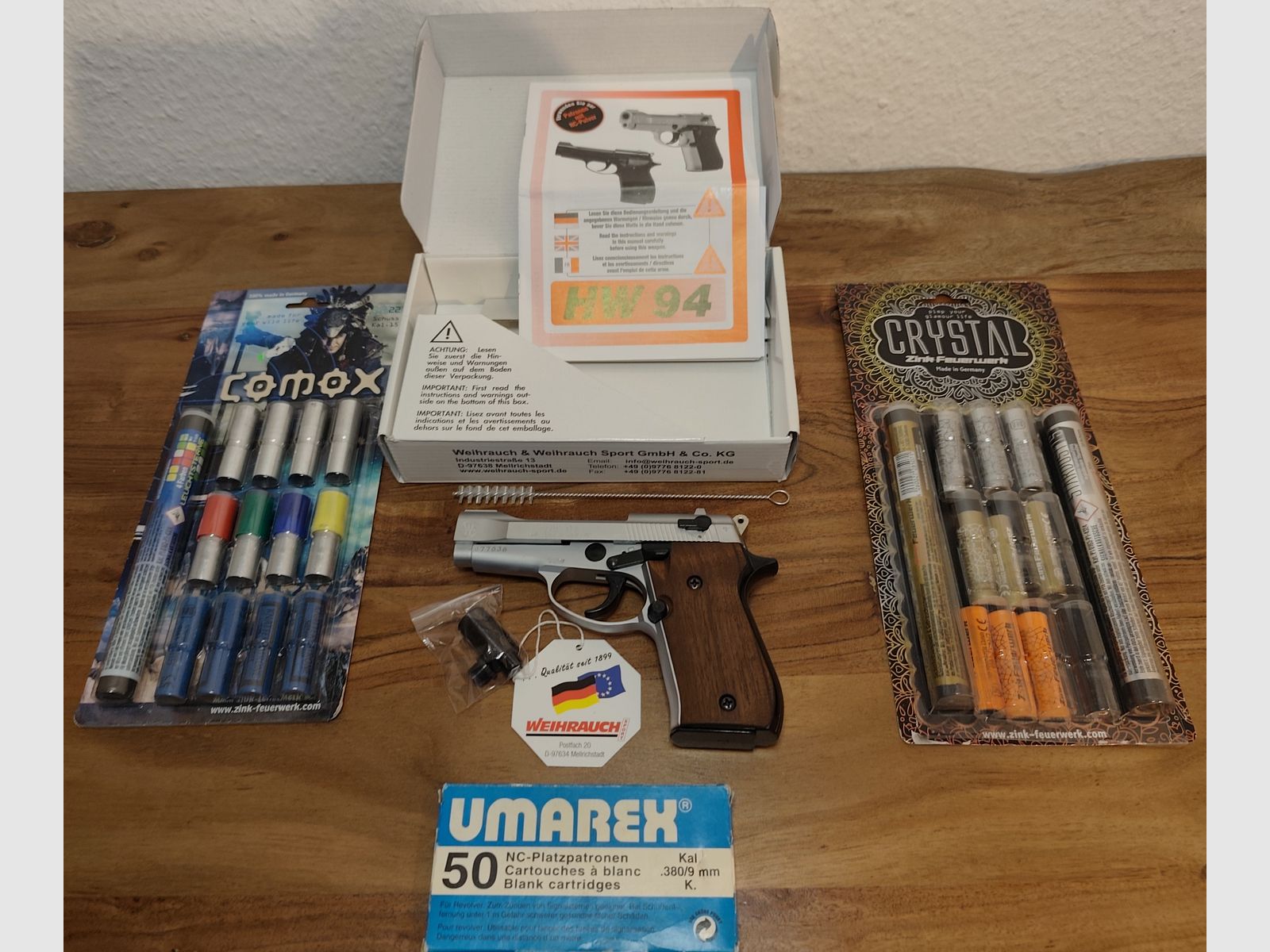 Weihrauch HW 94 Steal Look braune Echtholzgriffe PTB 855 Großes Smmler-Set