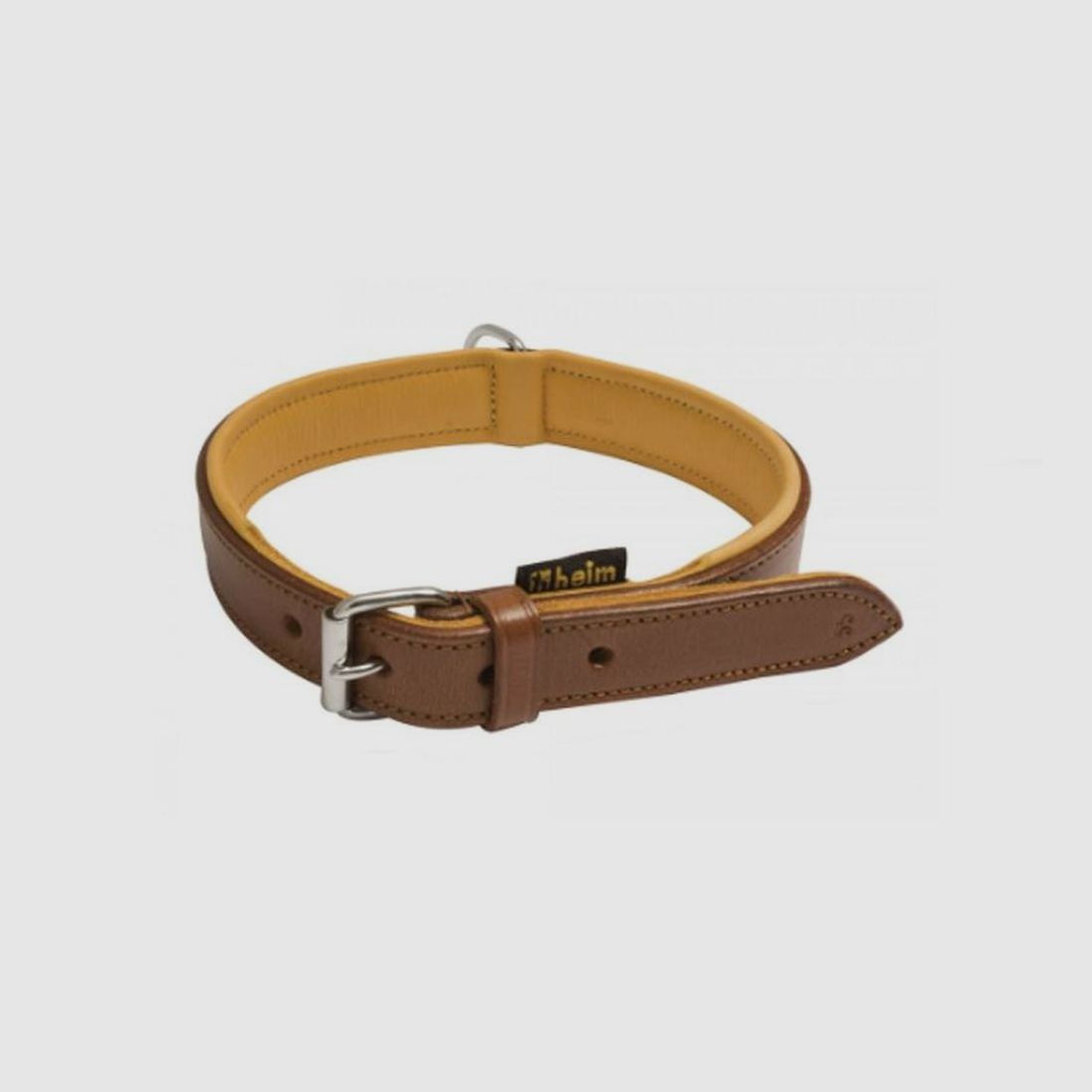 Hundehalsband Leder Heim - Braun Doppelt Leder - Widerstandsfähig und Bequem - Für Hunde mittlerer Größe, Bild 3 von 5