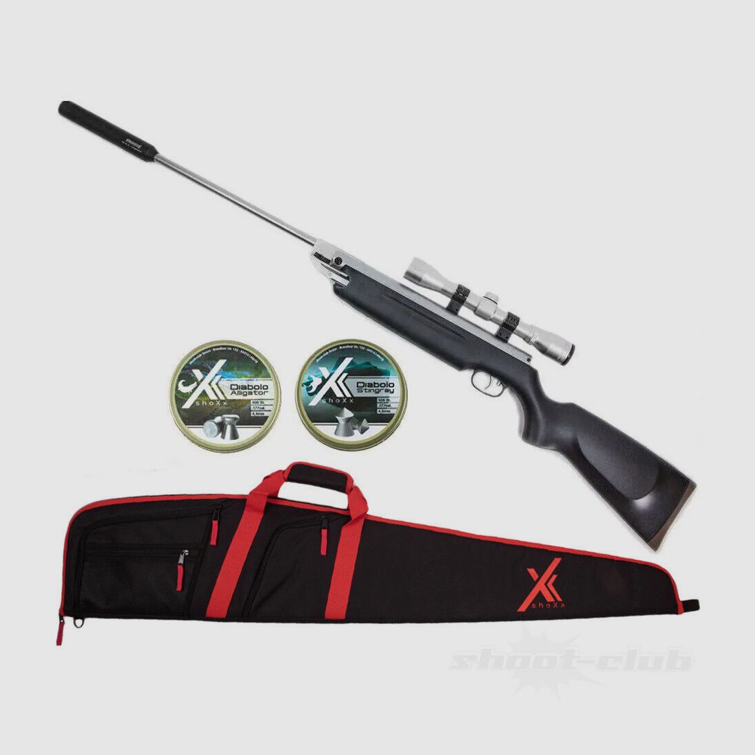 Weihrauch Weihrauch HW 35 Black Silence 4,5mm Diabolos Futteral-Set