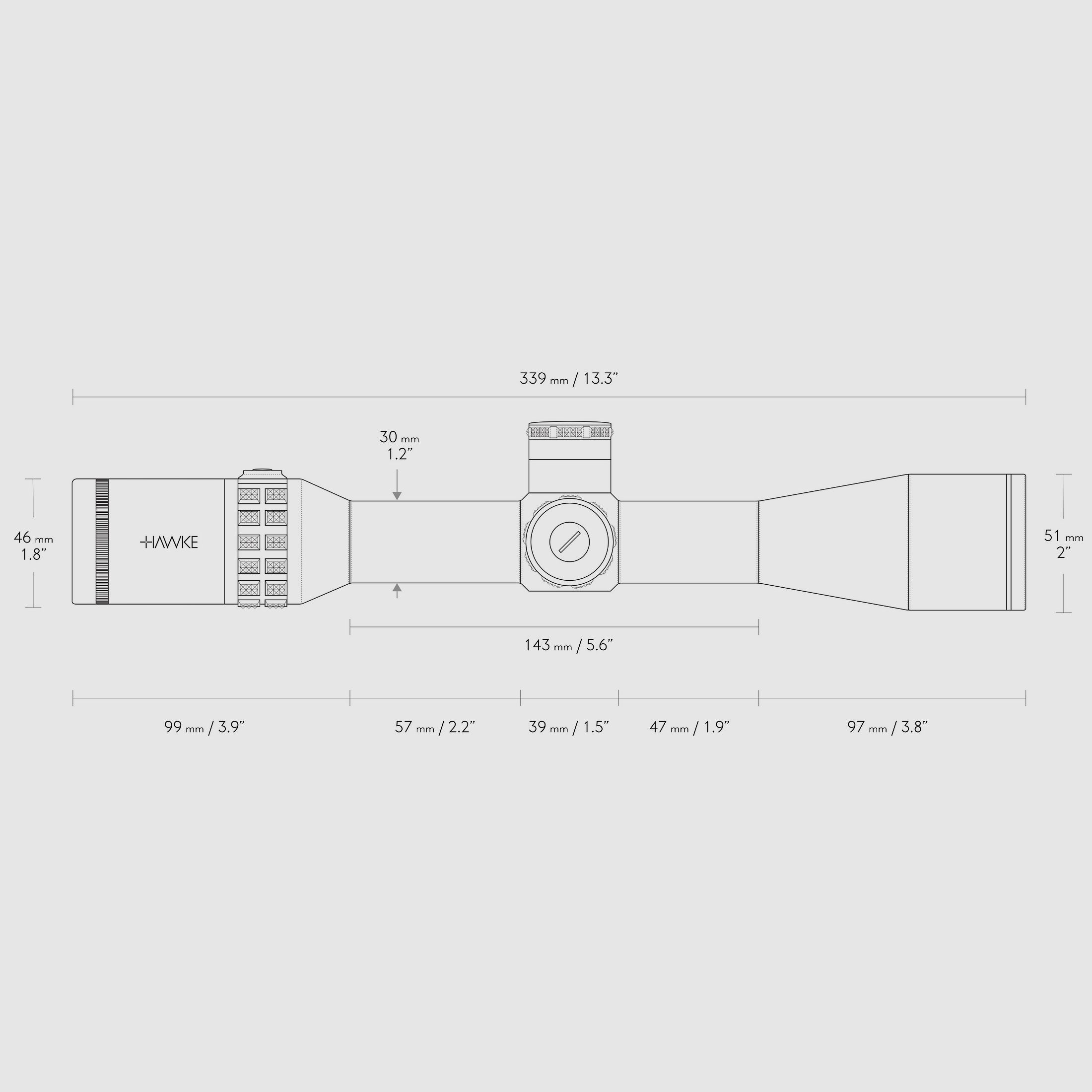 HAWKE 17140 Telescopio Sidewinder 30 SF 4,5-14x44 10x Half Mil Retículo