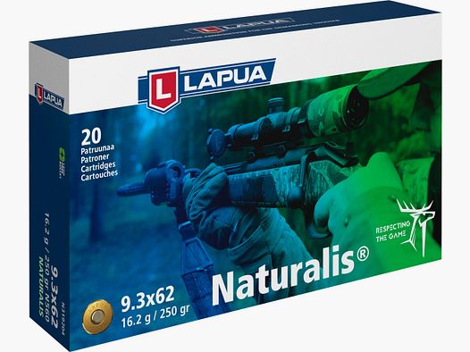Lapua Büchsenpatronen Naturalis 9,3x62. 250 grains
