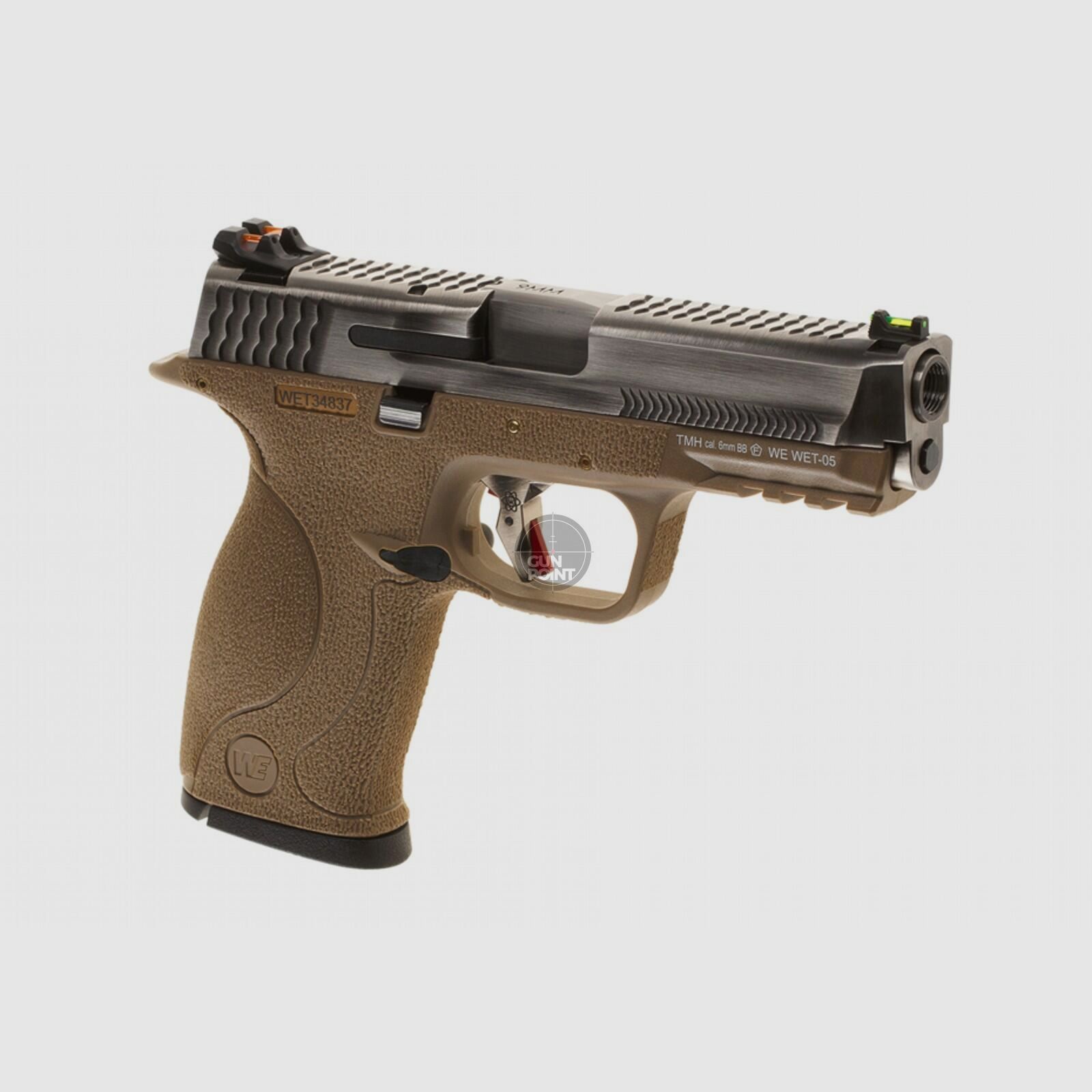 Softair - Pistole - WE - WET-05 SV Gold Barrel Metal Version GBB FDE - ab 18, ber 0,5 Joule