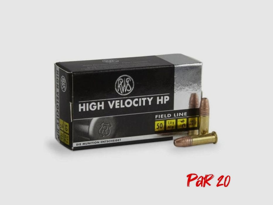 RWS High Velocity Hollow Point Patronen - Kal. 22 LR, afbeelding 2 van 3