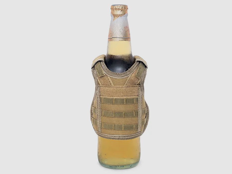 Mini Schutzweste für Bierflasche / Weinflasche / Thermosflasche - Sand