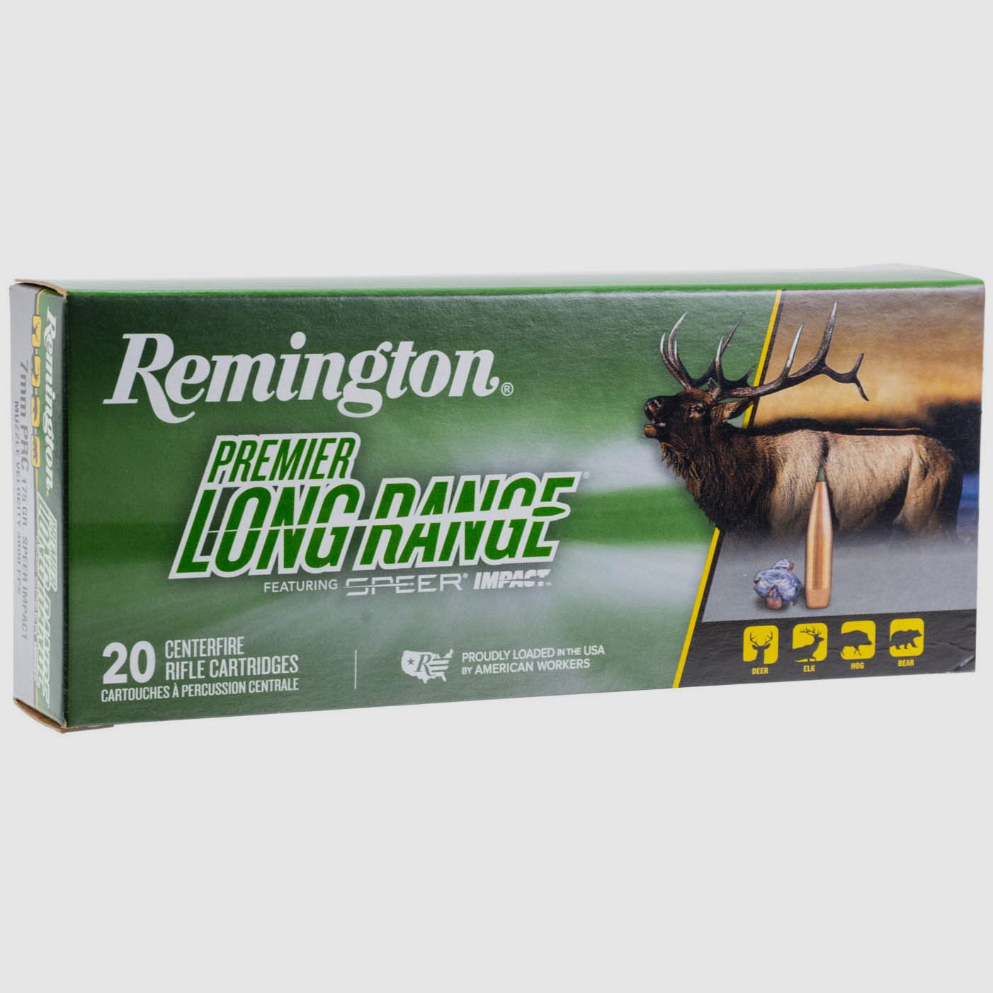 Büchsenmunition REMINGTON PREMIER LONG RANGE Speer Impact – 7mm PRC – 175 grains