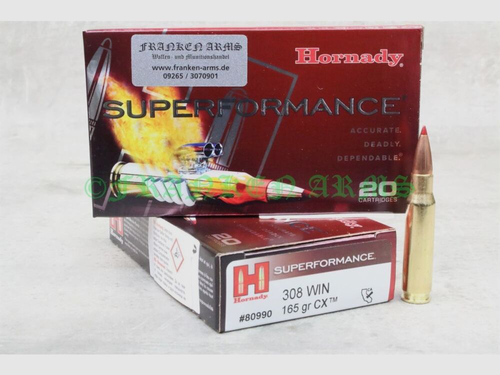 Hornady Superformance CX .308 Win. 165gr. 10,7g 20 Stück Staffelpreis