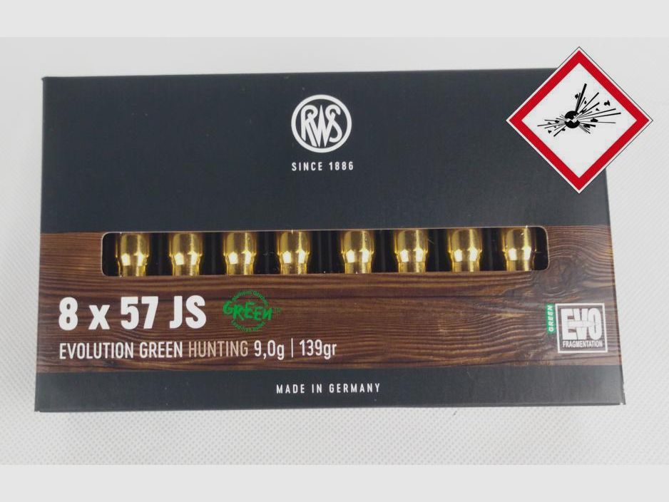 RWS Evo Green Jagdpatrone Karl. 8X57 JS 139grs