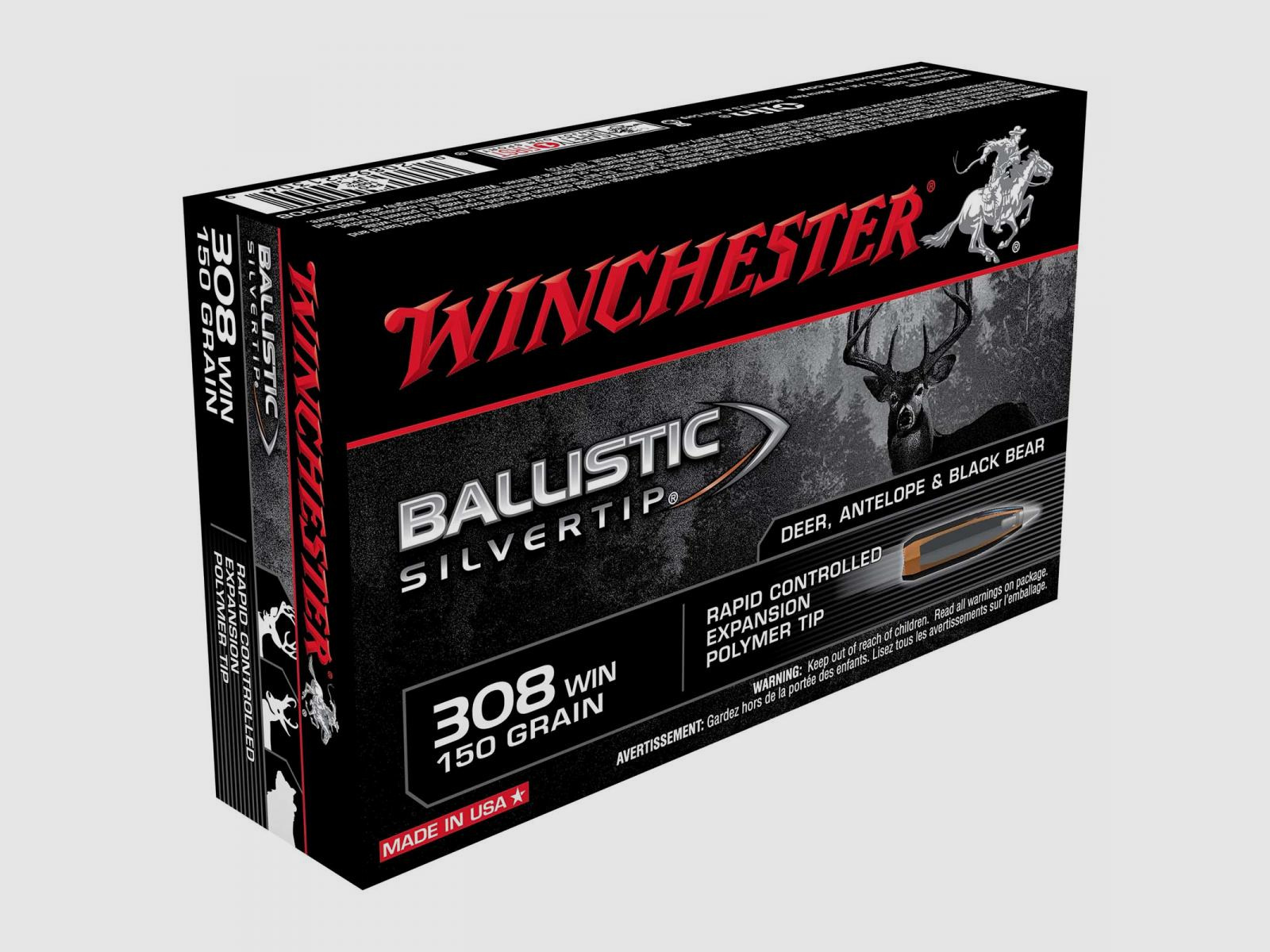 Winchester Ballistic Silvertip .308 Win. 150GR Rapid Controlled Expansion Polymer Tip 20 cartucce