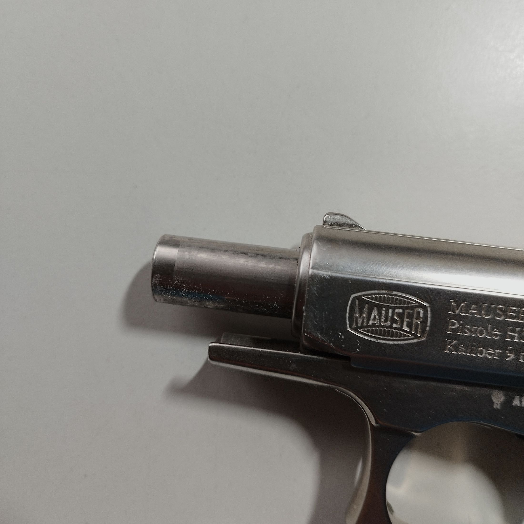 Mauser blank firing pistol HSc Mod. 90 nickel-plated caliber 9 mm P.A.K. Rare PTB