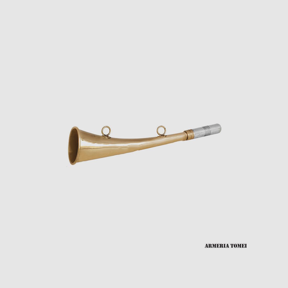 CURVED FLAT HORN 25CM IN POLISHED BRASS