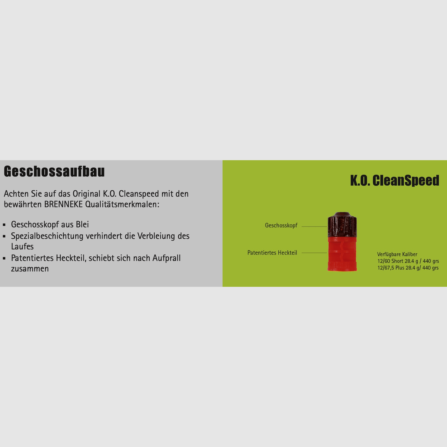 Brenneke 2004958 K.O. CleanSpeed Plus für Selbstladeflinten 28,4g 12/67,5 Flintenlaufgeschoss