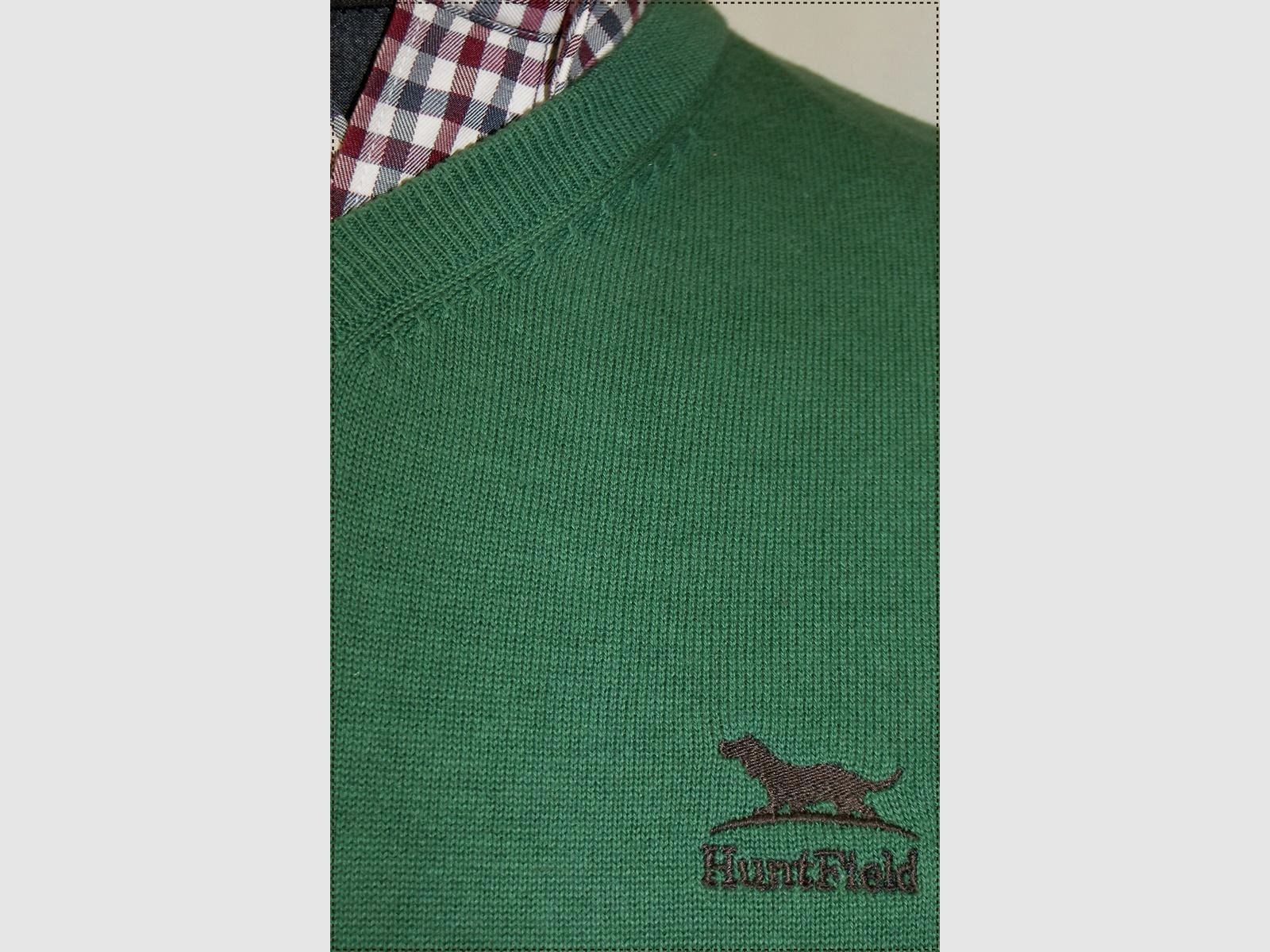 Herrenpullover mit V-Ausschnitt aus Baumwolle, grün, Bild 2 von 3