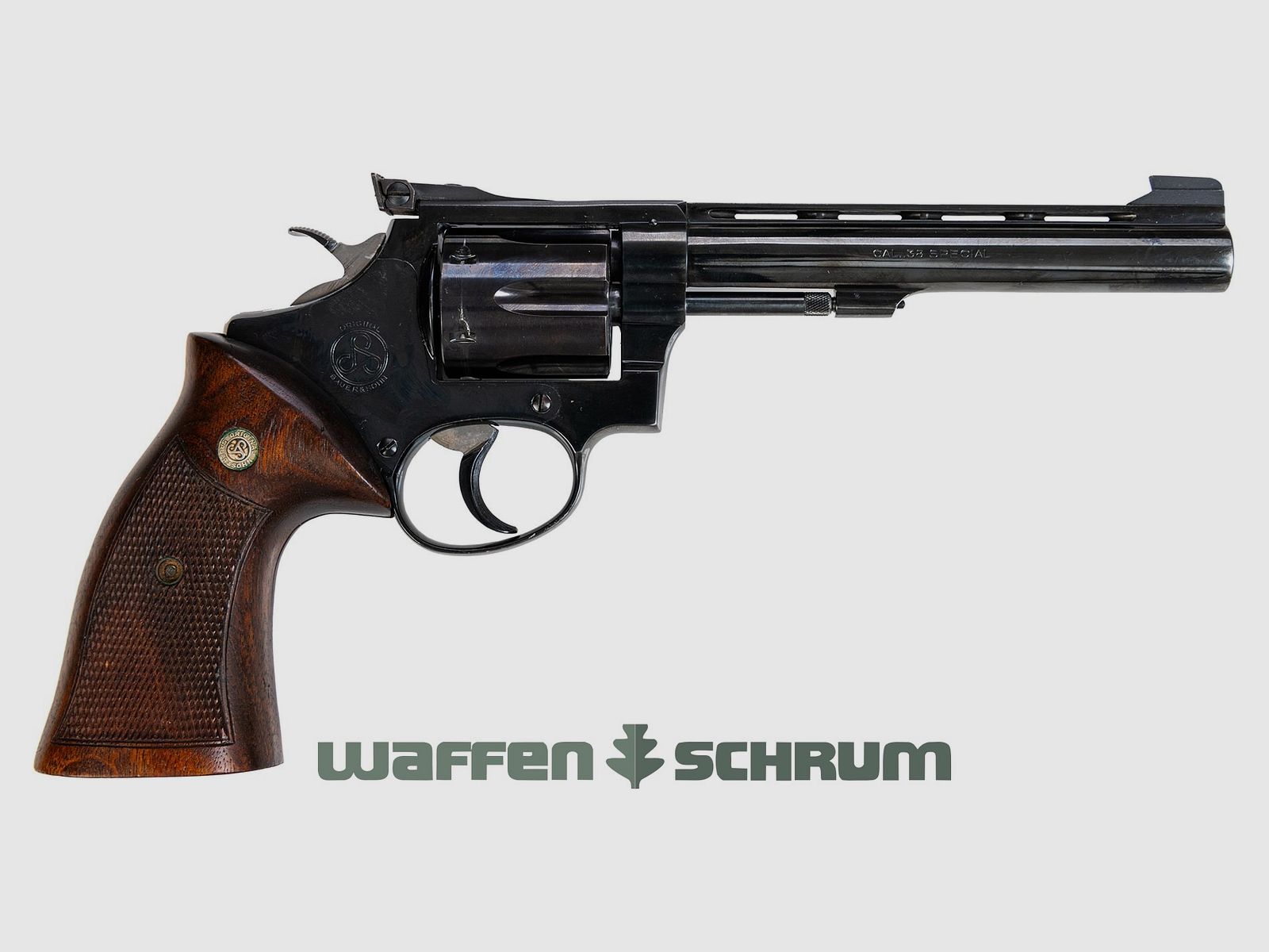 Sauer & Sohn Target , 6-Schuss Trommel, Holzgriffschalen, 6 Zoll-Lauf .38Special