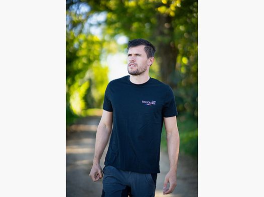 T-SHIRT JAGD TRIKOLOR HUNDESCHÄDEL - SCHWARZ